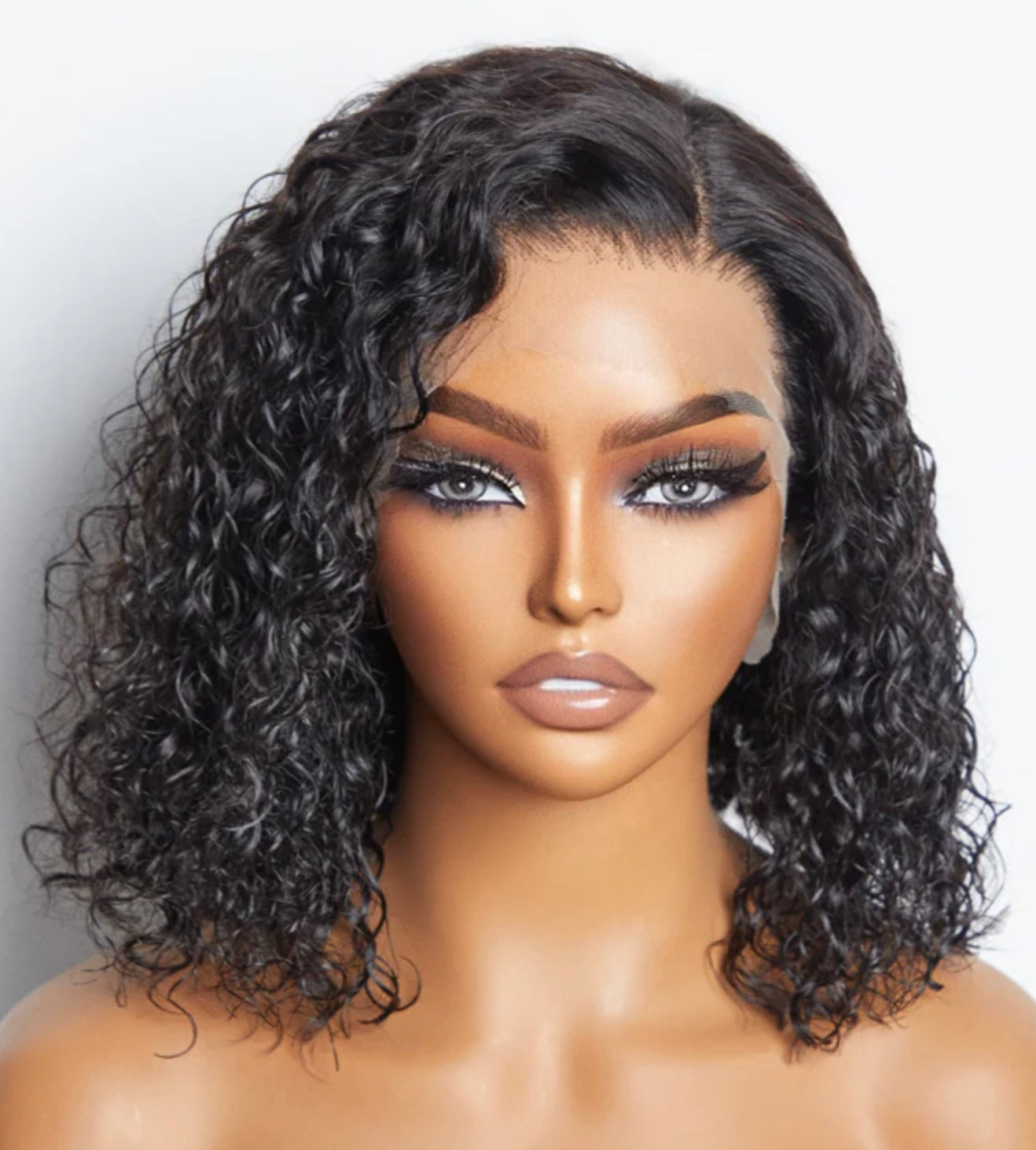 13x4 Natural Black Water Wavy Bob Frontal Wig